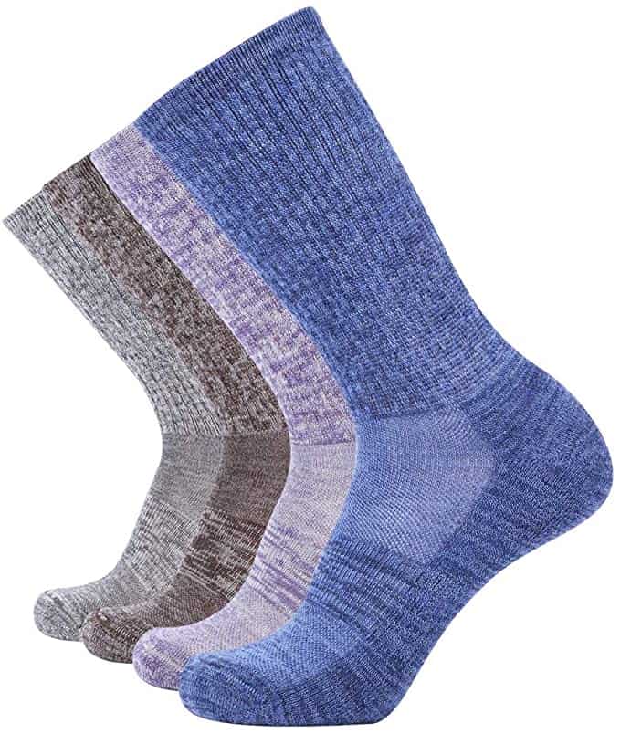 EnerWear 4 Pack Women's Merino Wool Outdoor Crew Sock