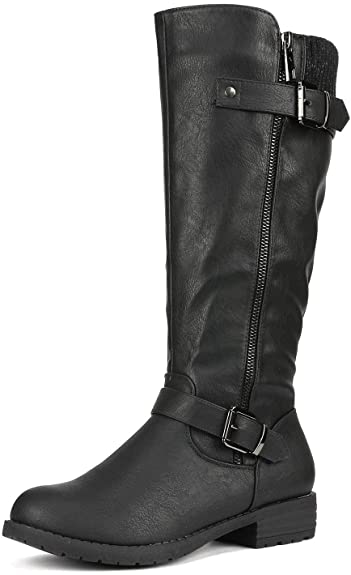 DREAM PAIRS Women's Side Zipper Knee High Riding Boots