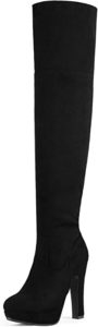 DREAM PAIRS Women's Thigh High Chunky Heel Platform Knee Boot