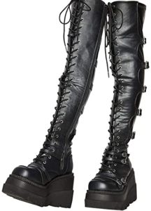 Womens Wedge Platform Over The Knee Boots Chunky High Heel